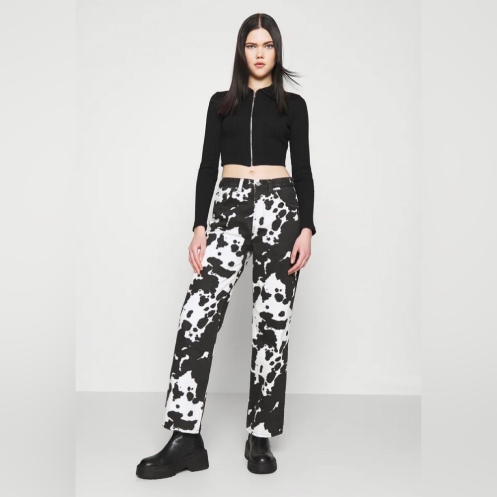 Topshop Jeans *NWT* Cow Print Straight Leg Denim SZ 0/24P